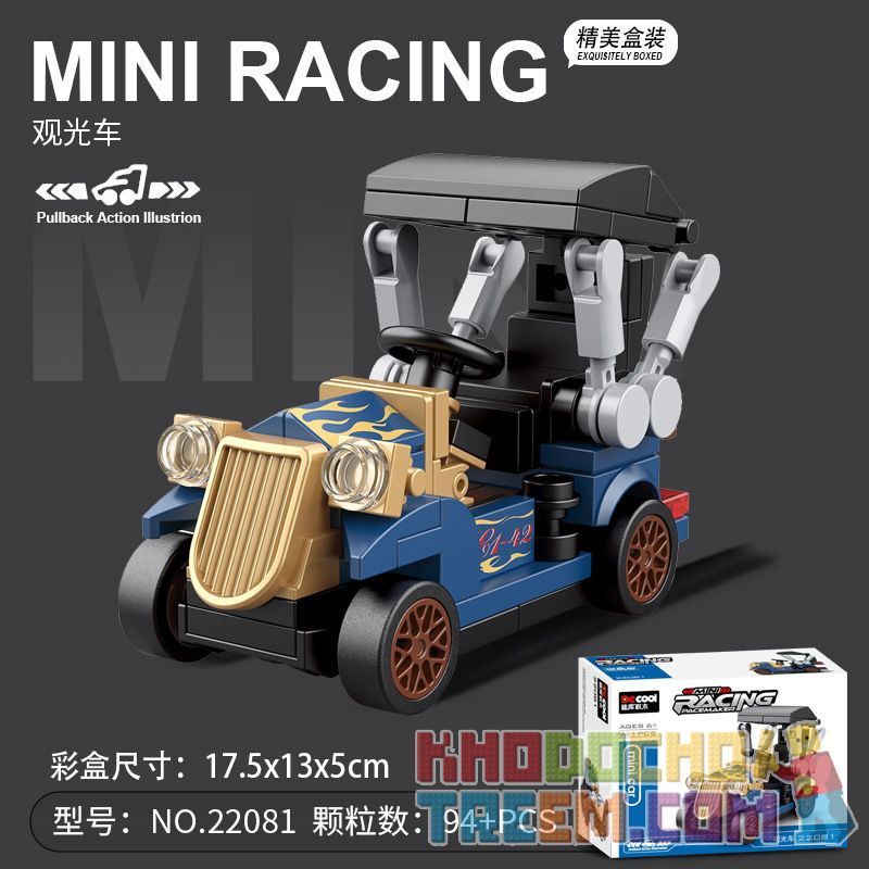 DECOOL BRICKCOOL 22081 non  XE KÉO LÙI THAM QUAN bộ đồ chơi xếp lắp ráp ghép mô hình Racers Đua Tốc Độ 94 khối