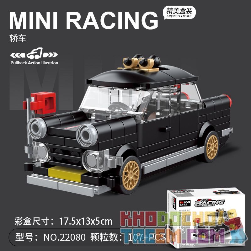 DECOOL BRICKCOOL 22080 non  XE KÉO LÙI SEDAN bộ đồ chơi xếp lắp ráp ghép mô hình Racers Đua Tốc Độ 107 khối