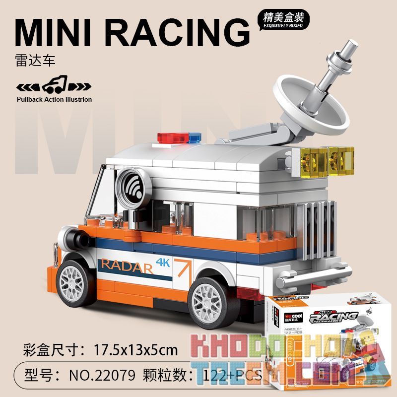 DECOOL BRICKCOOL 22079 non  XE KÉO LÙI RADAR bộ đồ chơi xếp lắp ráp ghép mô hình Racers Đua Tốc Độ 122 khối