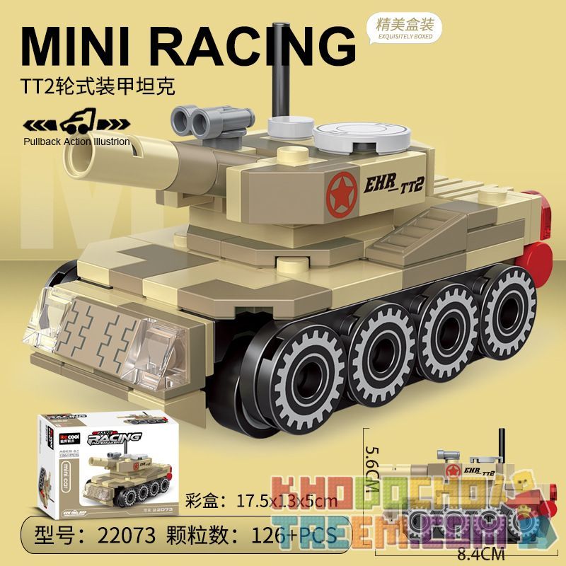 DECOOL BRICKCOOL 22073 non  XE KÉO MINI TĂNG bộ đồ chơi xếp lắp ráp ghép mô hình Mini Racing Pacemaker Đua Xe Mini 126 khối