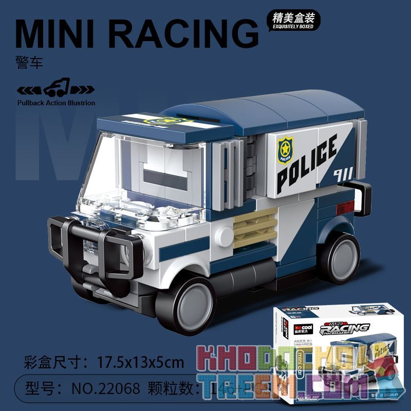 DECOOL BRICKCOOL 22068 non  XE KÉO MINI CẢNH SÁT bộ đồ chơi xếp lắp ráp ghép mô hình Racers MINI RACING PACEMAKER Đua Tốc Độ 146 khối