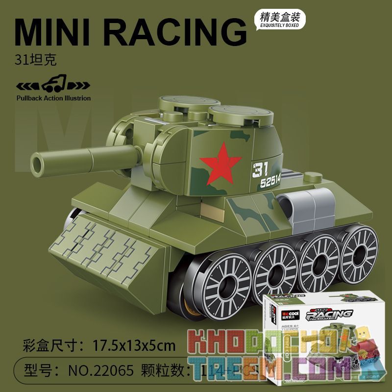 DECOOL BRICKCOOL 22065 non  XE KÉO MINI TĂNG 31 bộ đồ chơi xếp lắp ráp ghép mô hình Racers MINI RACING PACEMAKER Đua Tốc Độ 114 khối