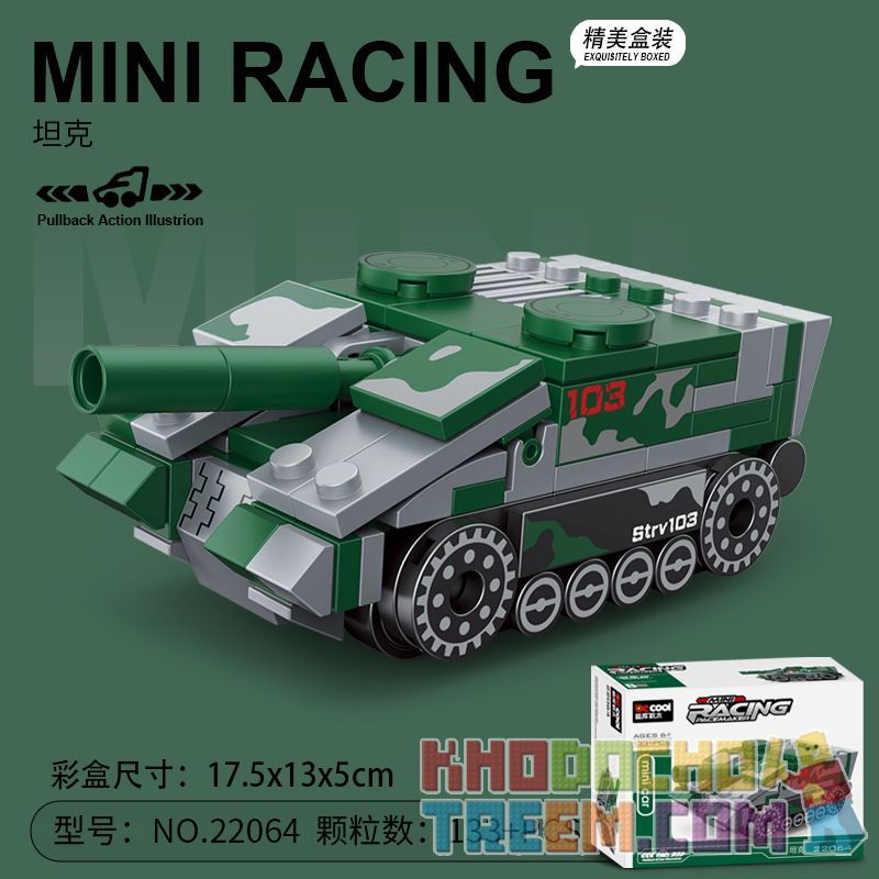 DECOOL BRICKCOOL 22064 non  XE KÉO MINI TĂNG bộ đồ chơi xếp lắp ráp ghép mô hình Mini Racing Pacemaker Đua Xe Mini 133 khối