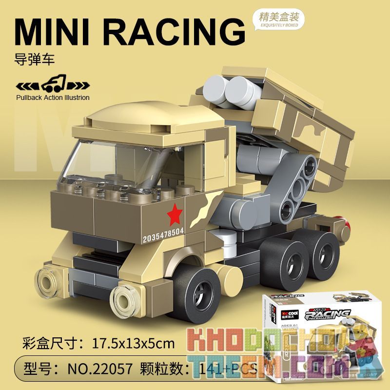 DECOOL 22057 non  XE KÉO MINI TÊN LỬA bộ đồ chơi xếp lắp ráp ghép mô hình Mini Racing Pacemaker Đua Xe Mini 141 khối