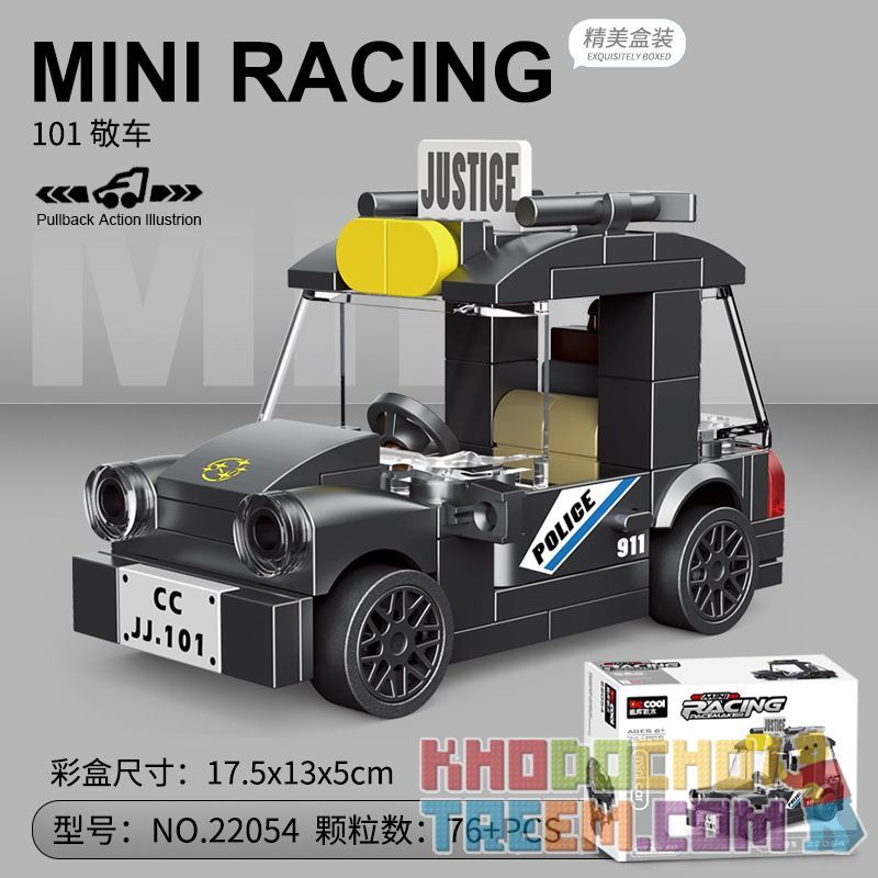 DECOOL 22054 non  XE KÉO MINI CẢNH SÁT bộ đồ chơi xếp lắp ráp ghép mô hình Racers MINI RACING PACEMAKER Đua Tốc Độ 76 khối