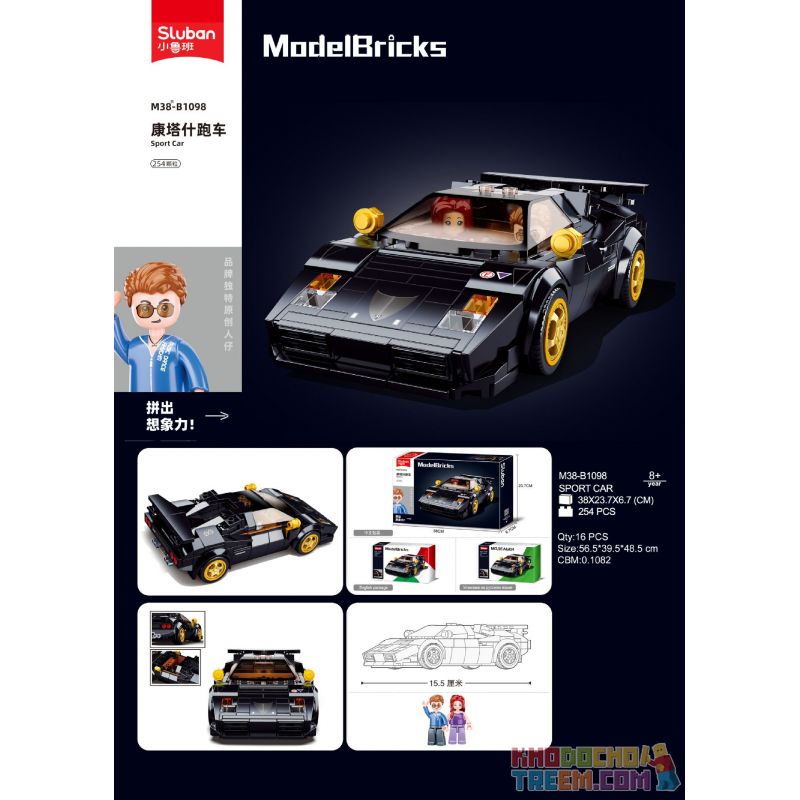 SLUBAN M38-B1098 B1098 1098 M38B1098 38-B1098 non  XE THỂ THAO CANTASH bộ đồ chơi xếp lắp ráp ghép mô hình Speed Champions Racing Cars SPORT CAR Đua Xe Công Thức 254 khối