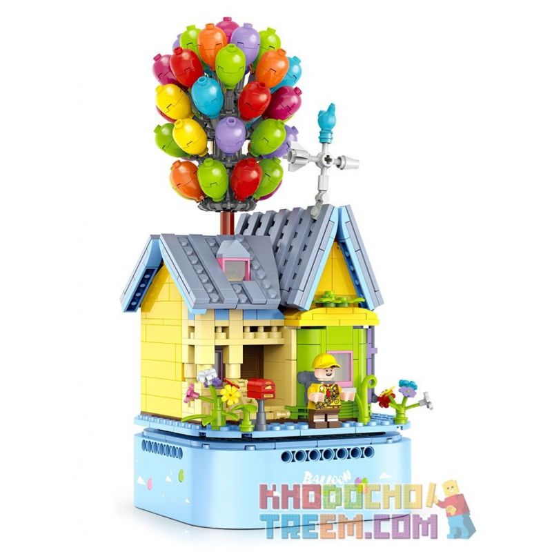 GULY 60504 non Lego HỘP NHẠC NGÔI NHÀ BONG BÓNG bộ đồ chơi xếp lắp ráp ghép mô hình Movie & Game MUSIC BOX MINI BALLOON HOUSE Phim Và Trò Chơi 706 khối