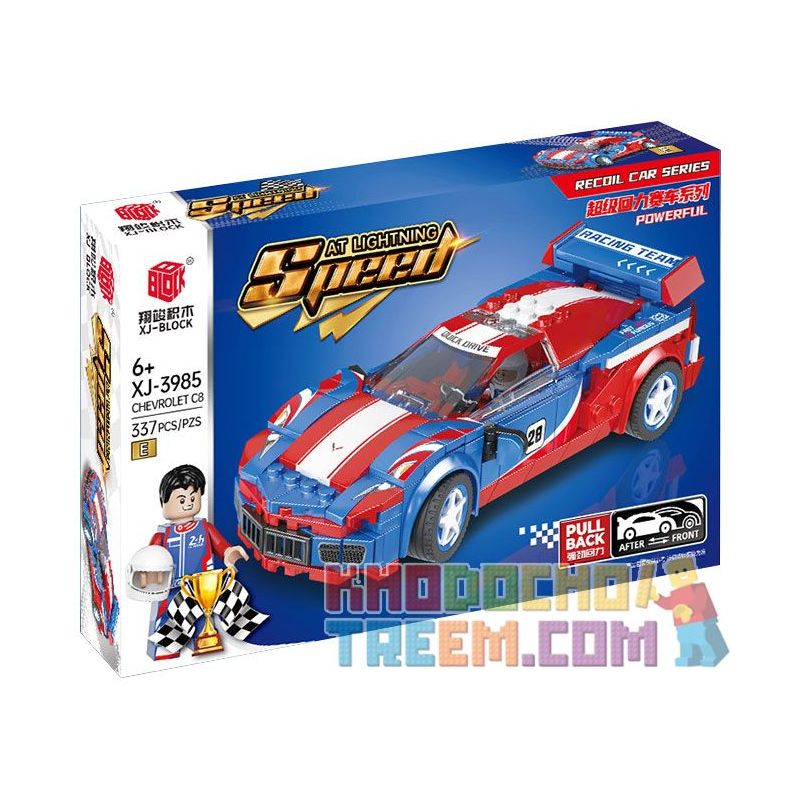 XIANGJUN XJ-3985E 3985E XJ3985E non Lego SIÊU ĐUA XE CORVETTE C8 bộ đồ chơi xếp lắp ráp ghép mô hình Speed Champions Racing Cars Đua Xe Công Thức 337 khối