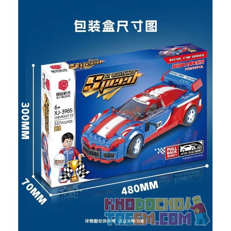 XIANGJUN XJ-3985E 3985E XJ3985E non  SIÊU ĐUA XE CORVETTE C8 bộ đồ chơi xếp lắp ráp ghép mô hình Speed Champions Racing Cars Đua Xe Công Thức 337 khối