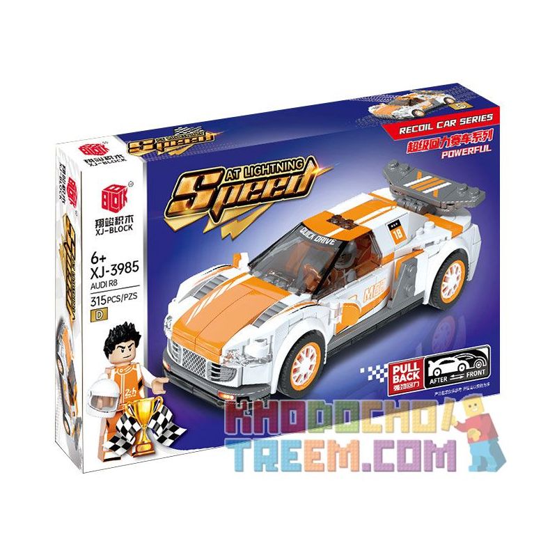 XIANGJUN XJ-3985D 3985D XJ3985D non Lego SIÊU XE ĐUA AUDI R8 bộ đồ chơi xếp lắp ráp ghép mô hình Speed Champions Racing Cars Đua Xe Công Thức 315 khối