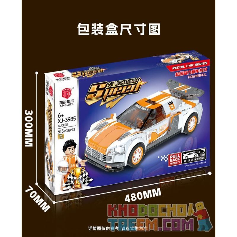 XIANGJUN XJ-3985D 3985D XJ3985D non  SIÊU XE ĐUA AUDI R8 bộ đồ chơi xếp lắp ráp ghép mô hình Speed Champions Racing Cars Đua Xe Công Thức 315 khối