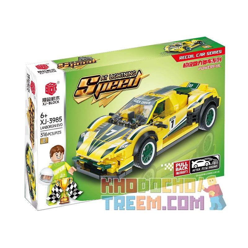 XIANGJUN XJ-3985B 3985B XJ3985B non  ĐUA XE SIÊU LÙI LAMBORGHINI EVO bộ đồ chơi xếp lắp ráp ghép mô hình Speed Champions Racing Cars Đua Xe Công Thức 316 khối