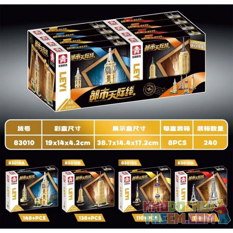 LE YI 83010 non  ĐƯỜNG CHÂN TRỜI ĐÔ THỊ 4 PHONG CÁCH bộ đồ chơi xếp lắp ráp ghép mô hình Architecture Công Trình Kiến Trúc 512 khối