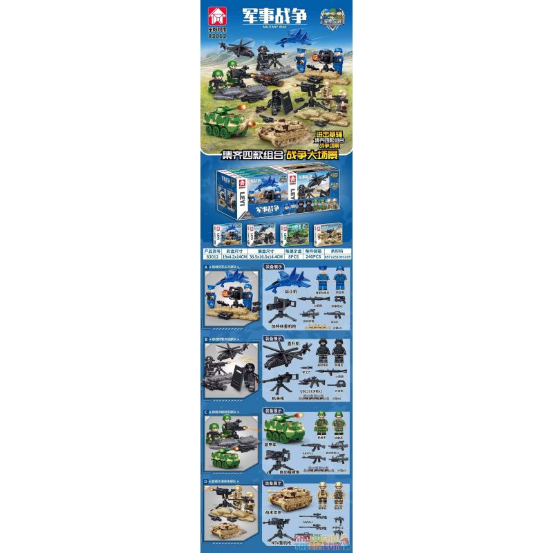 LE YI 83012 non Lego MÔ HÌNH QUÂN SỰ CHIẾN TRANH 4 bộ đồ chơi xếp lắp ráp ghép mô hình Military Army MILITARY WAR Quân Sự Bộ Đội