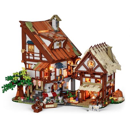 FUNWHOLE F9015 9015 non  HỘI CHỢ THỜI TRUNG CỔ bộ đồ chơi xếp lắp ráp ghép mô hình Medieval Castle MEDIEVAL MARKET Chiến Tranh Trung Cổ 2614 khối