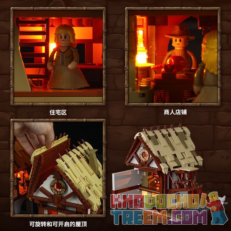 FUNWHOLE F9015 9015 non  HỘI CHỢ THỜI TRUNG CỔ bộ đồ chơi xếp lắp ráp ghép mô hình Medieval Castle MEDIEVAL MARKET Chiến Tranh Trung Cổ 2614 khối