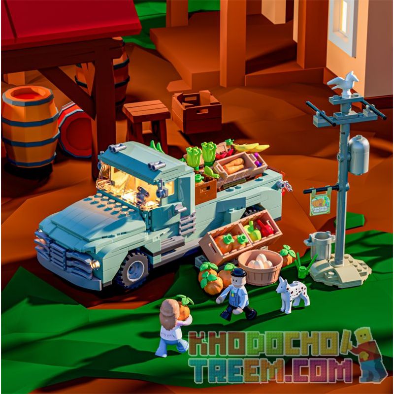 FUNWHOLE F9016 9016 non  XE TẢI NÔNG TRẠI bộ đồ chơi xếp lắp ráp ghép mô hình Creator THE FARM TRUCK Sáng Tạo 499 khối