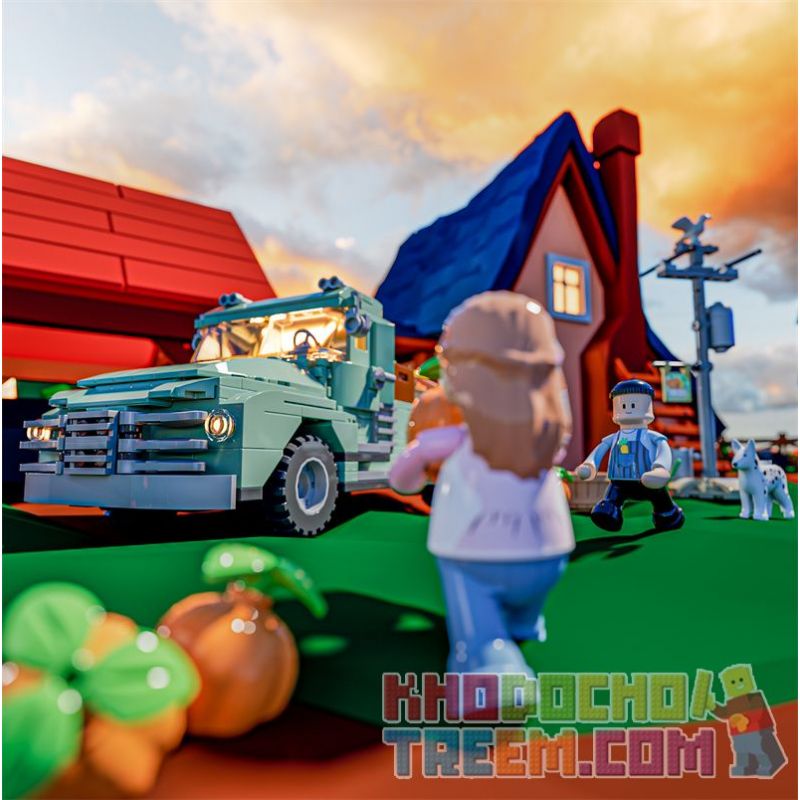 FUNWHOLE F9016 9016 non  XE TẢI NÔNG TRẠI bộ đồ chơi xếp lắp ráp ghép mô hình Creator THE FARM TRUCK Sáng Tạo 499 khối