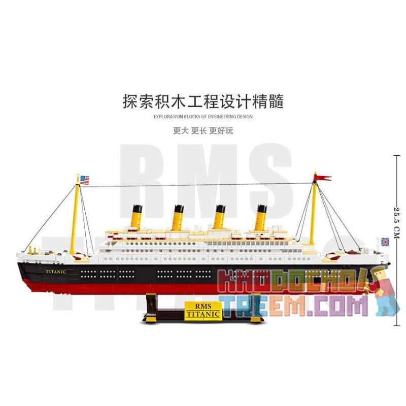 JIESTAR 92026 non  TÀU DU LỊCH TITANIC bộ đồ chơi xếp lắp ráp ghép mô hình Creator Sáng Tạo 1059 khối