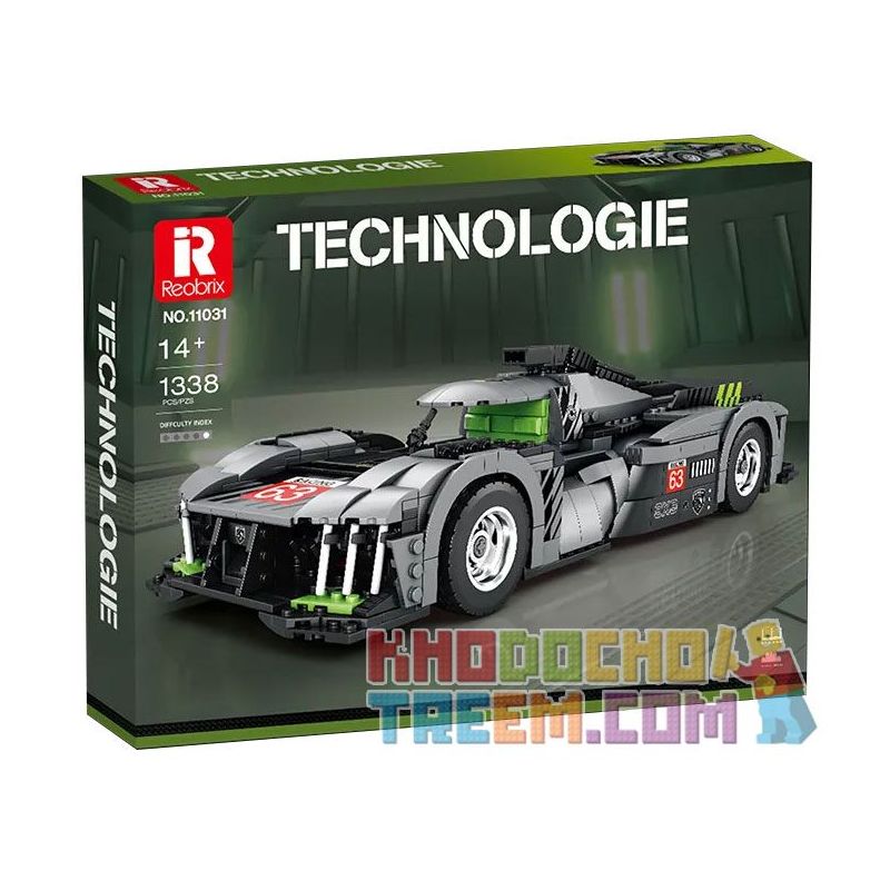 REOBRIX 11031 non  PEUGEOT 9X8 24 GIỜ CỦA SIÊU XE HYBRID LE MANS tỷ lệ 1:12 bộ đồ chơi xếp lắp ráp ghép mô hình Creator Sáng Tạo 1338 khối