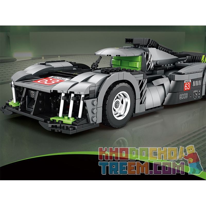 REOBRIX 11031 non  PEUGEOT 9X8 24 GIỜ CỦA SIÊU XE HYBRID LE MANS tỷ lệ 1:12 bộ đồ chơi xếp lắp ráp ghép mô hình Creator Sáng Tạo 1338 khối