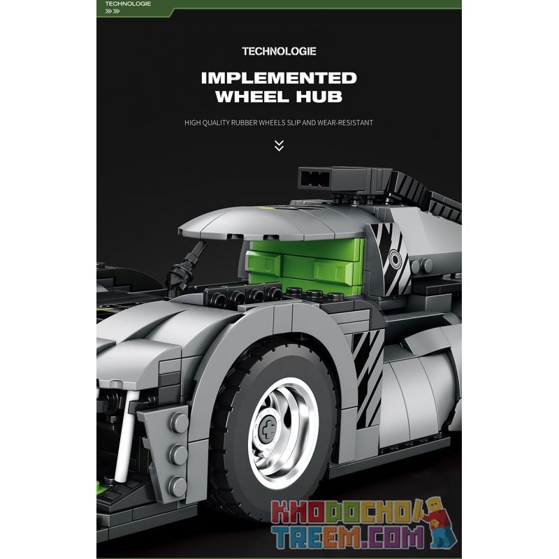 REOBRIX 11031 non  PEUGEOT 9X8 24 GIỜ CỦA SIÊU XE HYBRID LE MANS tỷ lệ 1:12 bộ đồ chơi xếp lắp ráp ghép mô hình Creator Sáng Tạo 1338 khối
