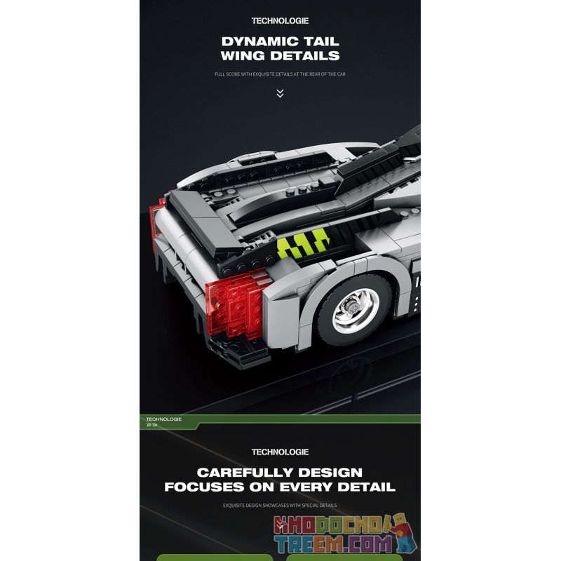 REOBRIX 11031 non  PEUGEOT 9X8 24 GIỜ CỦA SIÊU XE HYBRID LE MANS tỷ lệ 1:12 bộ đồ chơi xếp lắp ráp ghép mô hình Creator Sáng Tạo 1338 khối