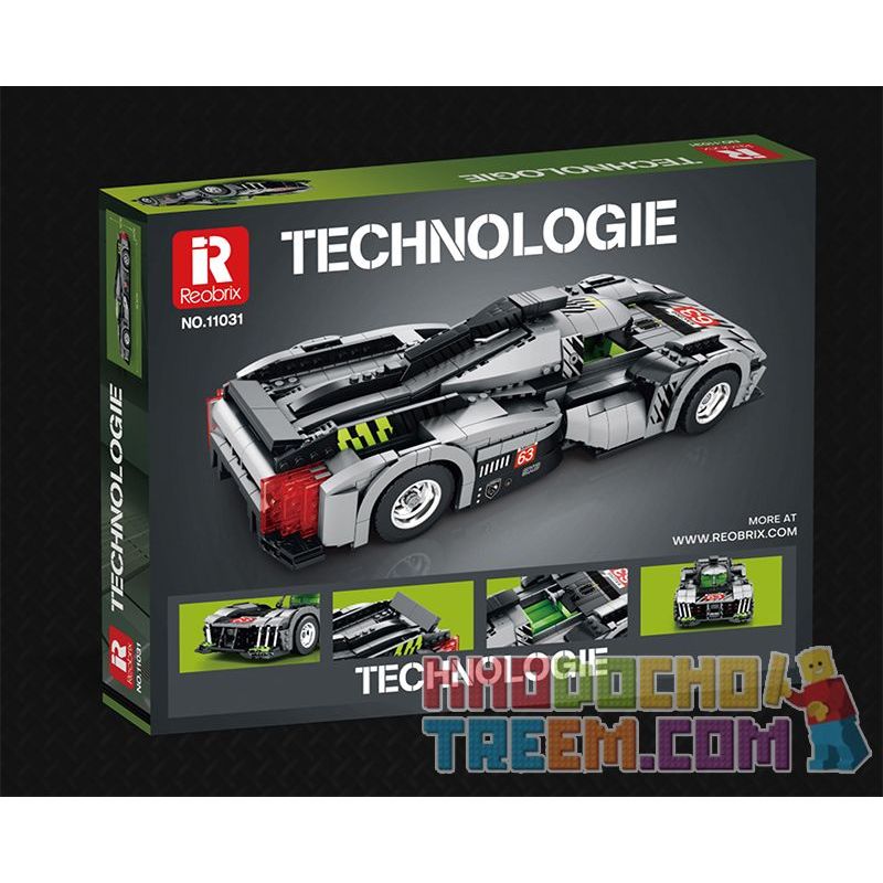 REOBRIX 11031 non  PEUGEOT 9X8 24 GIỜ CỦA SIÊU XE HYBRID LE MANS tỷ lệ 1:12 bộ đồ chơi xếp lắp ráp ghép mô hình Creator Sáng Tạo 1338 khối
