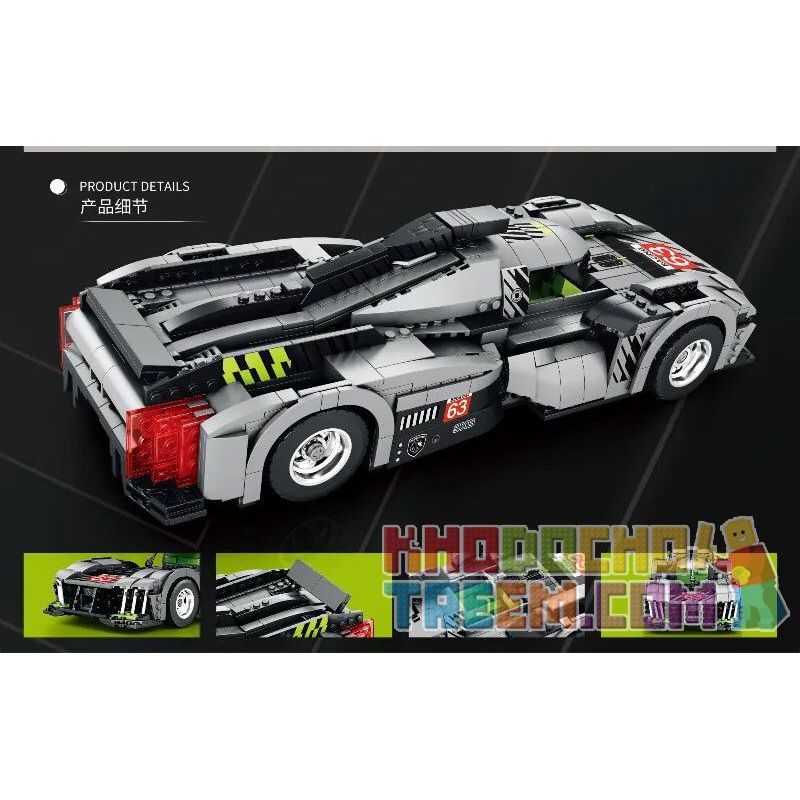 REOBRIX 11031 non  PEUGEOT 9X8 24 GIỜ CỦA SIÊU XE HYBRID LE MANS tỷ lệ 1:12 bộ đồ chơi xếp lắp ráp ghép mô hình Creator Sáng Tạo 1338 khối