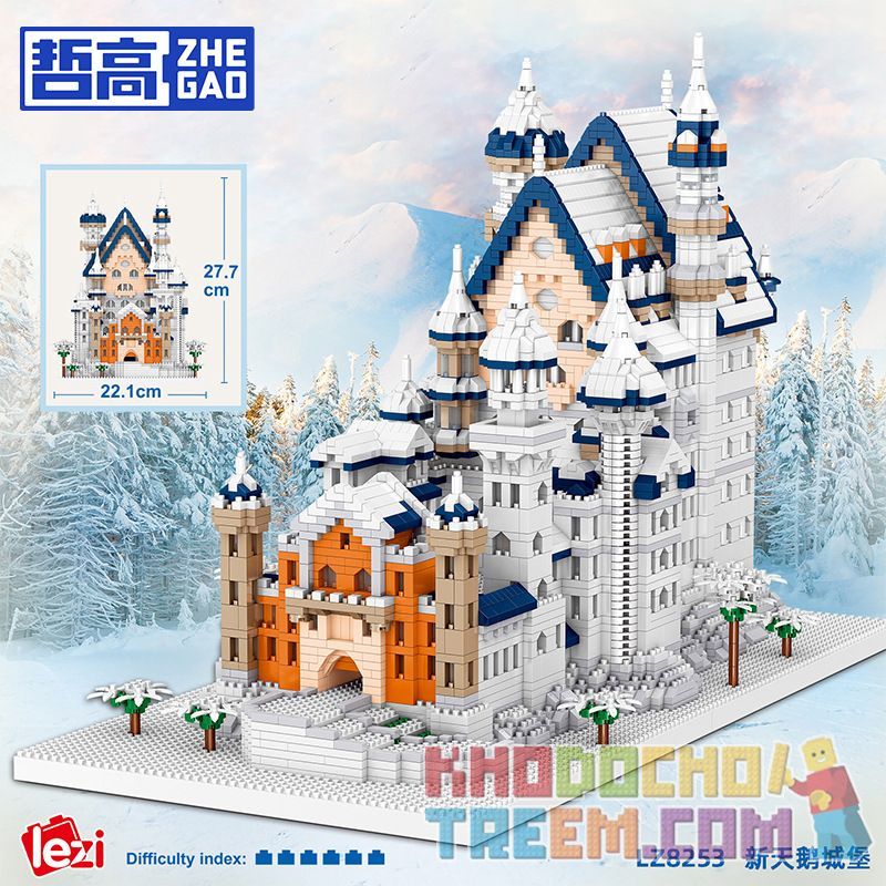 ZHEGAO LZ8253 8253 non  LÂU ĐÀI NEUSCHWANSTEIN bộ đồ chơi xếp lắp ráp ghép mô hình Creator NEW SWAN STONE CASTLE Sáng Tạo 5986 khối