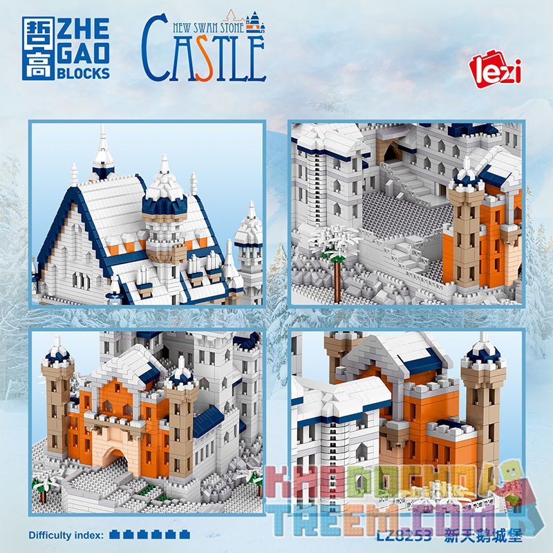 ZHEGAO LZ8253 8253 non  LÂU ĐÀI NEUSCHWANSTEIN bộ đồ chơi xếp lắp ráp ghép mô hình Creator NEW SWAN STONE CASTLE Sáng Tạo 5986 khối