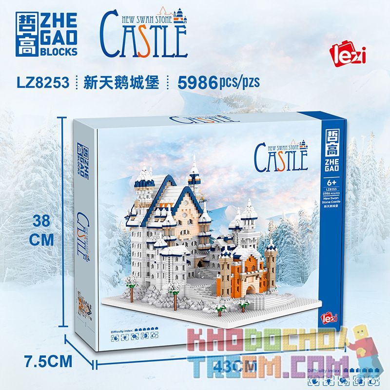 ZHEGAO LZ8253 8253 non  LÂU ĐÀI NEUSCHWANSTEIN bộ đồ chơi xếp lắp ráp ghép mô hình Creator NEW SWAN STONE CASTLE Sáng Tạo 5986 khối