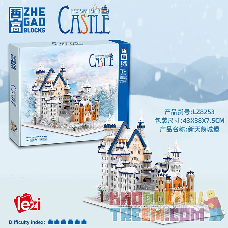 ZHEGAO LZ8253 8253 non  LÂU ĐÀI NEUSCHWANSTEIN bộ đồ chơi xếp lắp ráp ghép mô hình Creator NEW SWAN STONE CASTLE Sáng Tạo 5986 khối