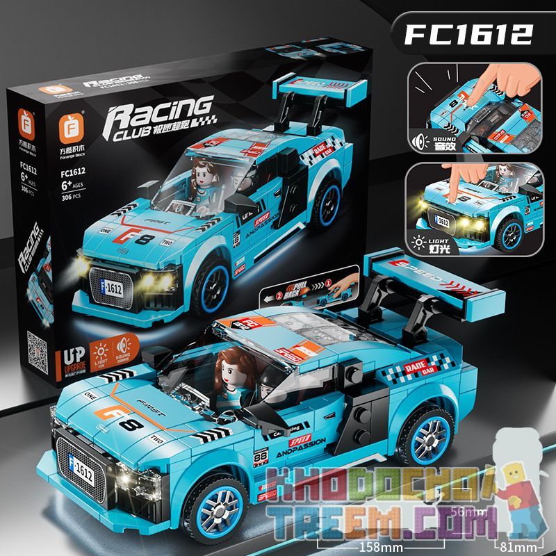 FORANGE FC1612 1612 non  SIÊU XE CỰC NHANH KÉO ÂM THANH VÀ ÁNH SÁNG bộ đồ chơi xếp lắp ráp ghép mô hình Speed Champions Racing Cars RACING CLUB Đua Xe Công Thức 306 khối