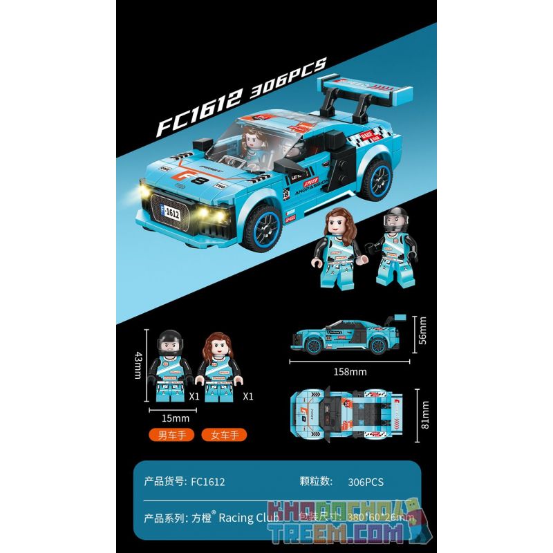 FORANGE FC1612 1612 non  SIÊU XE CỰC NHANH KÉO ÂM THANH VÀ ÁNH SÁNG bộ đồ chơi xếp lắp ráp ghép mô hình Speed Champions Racing Cars RACING CLUB Đua Xe Công Thức 306 khối