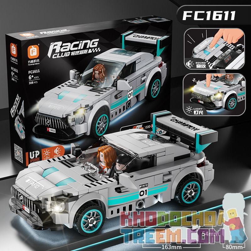 FORANGE FC1611 1611 non  SIÊU XE CỰC NHANH KÉO ÂM THANH VÀ ÁNH SÁNG bộ đồ chơi xếp lắp ráp ghép mô hình Speed Champions Racing Cars RACING CLUB Đua Xe Công Thức 308 khối