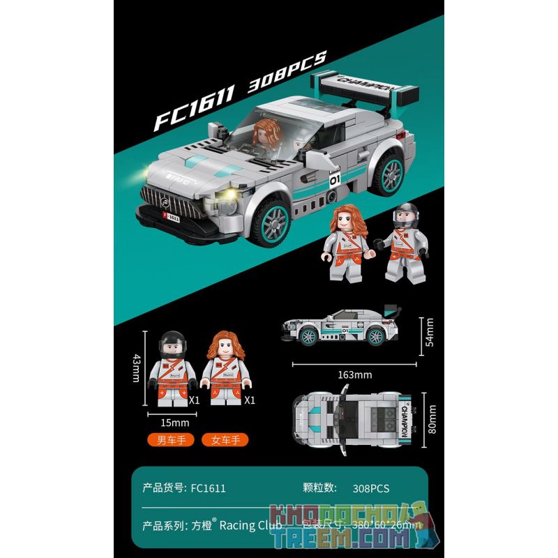 FORANGE FC1611 1611 non  SIÊU XE CỰC NHANH KÉO ÂM THANH VÀ ÁNH SÁNG bộ đồ chơi xếp lắp ráp ghép mô hình Speed Champions Racing Cars RACING CLUB Đua Xe Công Thức 308 khối