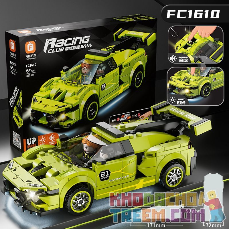 FORANGE FC1610 1610 non  SIÊU XE CỰC NHANH KÉO ÂM THANH VÀ ÁNH SÁNG bộ đồ chơi xếp lắp ráp ghép mô hình Speed Champions Racing Cars RACING CLUB Đua Xe Công Thức 295 khối