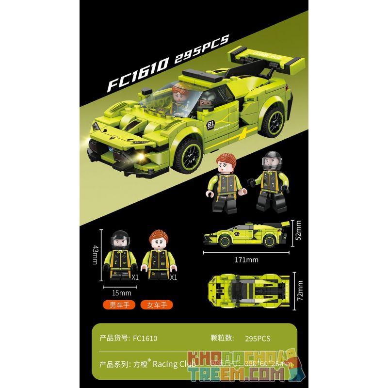 FORANGE FC1610 1610 non  SIÊU XE CỰC NHANH KÉO ÂM THANH VÀ ÁNH SÁNG bộ đồ chơi xếp lắp ráp ghép mô hình Speed Champions Racing Cars RACING CLUB Đua Xe Công Thức 295 khối