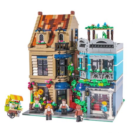 BITING CAT Q2023 2023 non  NGƯỜI BÁN HOA bộ đồ chơi xếp lắp ráp ghép mô hình Creator FLOWER SHOP Sáng Tạo 2505 khối