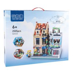 BITING CAT Q2023 2023 non  NGƯỜI BÁN HOA bộ đồ chơi xếp lắp ráp ghép mô hình Creator FLOWER SHOP Sáng Tạo 2505 khối