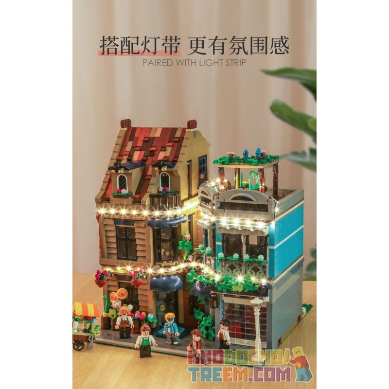 BITING CAT Q2023 2023 non  NGƯỜI BÁN HOA bộ đồ chơi xếp lắp ráp ghép mô hình Creator FLOWER SHOP Sáng Tạo 2505 khối