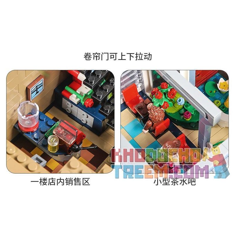 BITING CAT Q2023 2023 non  NGƯỜI BÁN HOA bộ đồ chơi xếp lắp ráp ghép mô hình Creator FLOWER SHOP Sáng Tạo 2505 khối