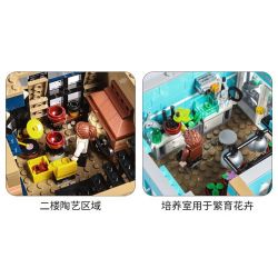 BITING CAT Q2023 2023 non  NGƯỜI BÁN HOA bộ đồ chơi xếp lắp ráp ghép mô hình Creator FLOWER SHOP Sáng Tạo 2505 khối