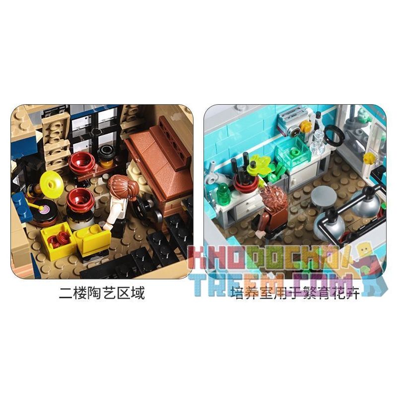 BITING CAT Q2023 2023 non  NGƯỜI BÁN HOA bộ đồ chơi xếp lắp ráp ghép mô hình Creator FLOWER SHOP Sáng Tạo 2505 khối