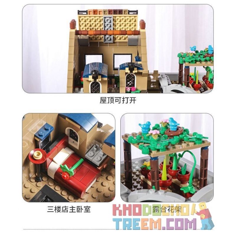 BITING CAT Q2023 2023 non  NGƯỜI BÁN HOA bộ đồ chơi xếp lắp ráp ghép mô hình Creator FLOWER SHOP Sáng Tạo 2505 khối