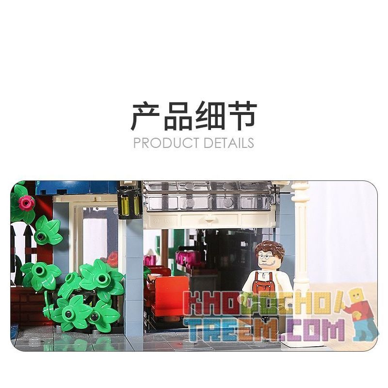 BITING CAT Q2023 2023 non  NGƯỜI BÁN HOA bộ đồ chơi xếp lắp ráp ghép mô hình Creator FLOWER SHOP Sáng Tạo 2505 khối