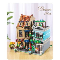 BITING CAT Q2023 2023 non  NGƯỜI BÁN HOA bộ đồ chơi xếp lắp ráp ghép mô hình Creator FLOWER SHOP Sáng Tạo 2505 khối