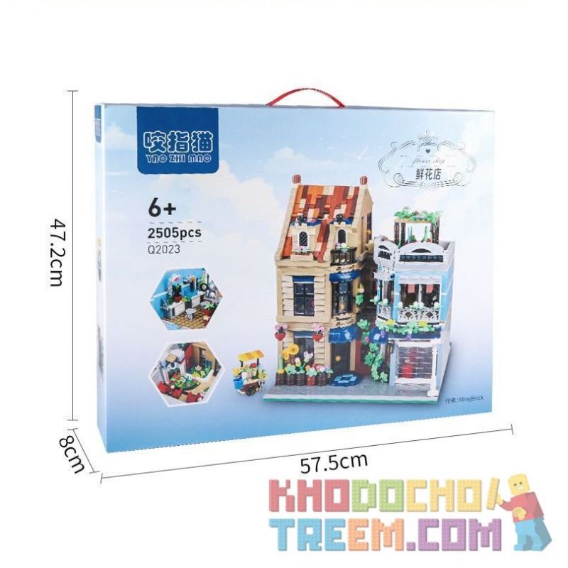 BITING CAT Q2023 2023 non  NGƯỜI BÁN HOA bộ đồ chơi xếp lắp ráp ghép mô hình Creator FLOWER SHOP Sáng Tạo 2505 khối