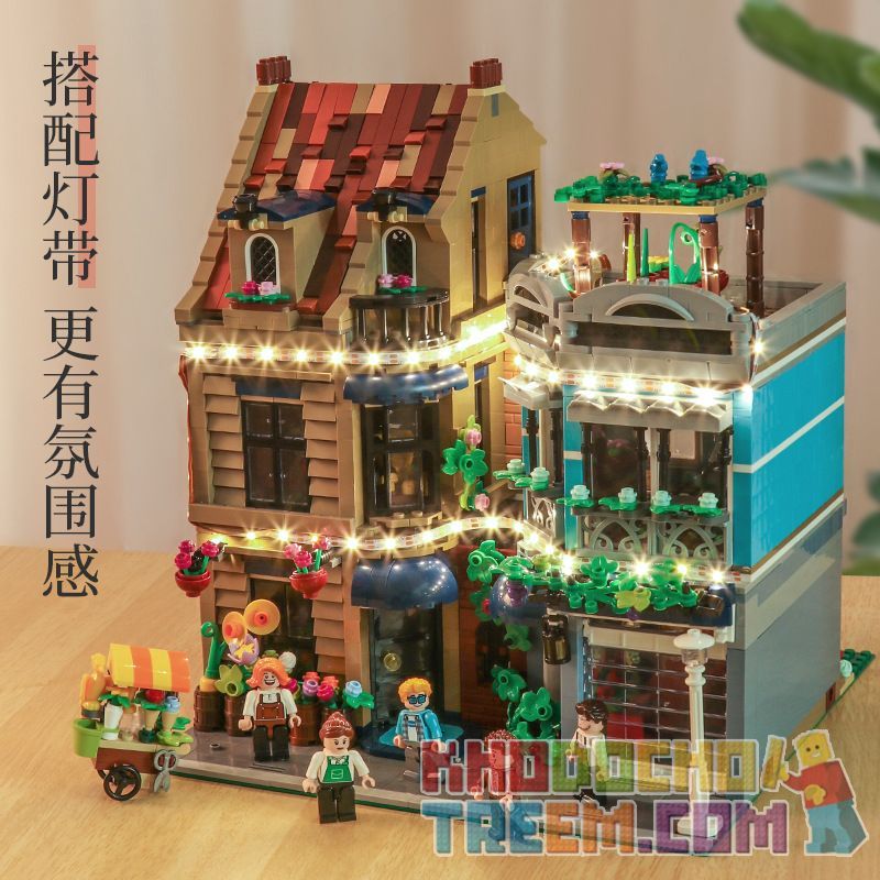 BITING CAT Q2023 2023 non  NGƯỜI BÁN HOA bộ đồ chơi xếp lắp ráp ghép mô hình Creator FLOWER SHOP Sáng Tạo 2505 khối